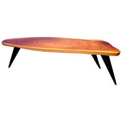 Vintage 1950s American Modern freeform coffee table Hawaiian Koa wood