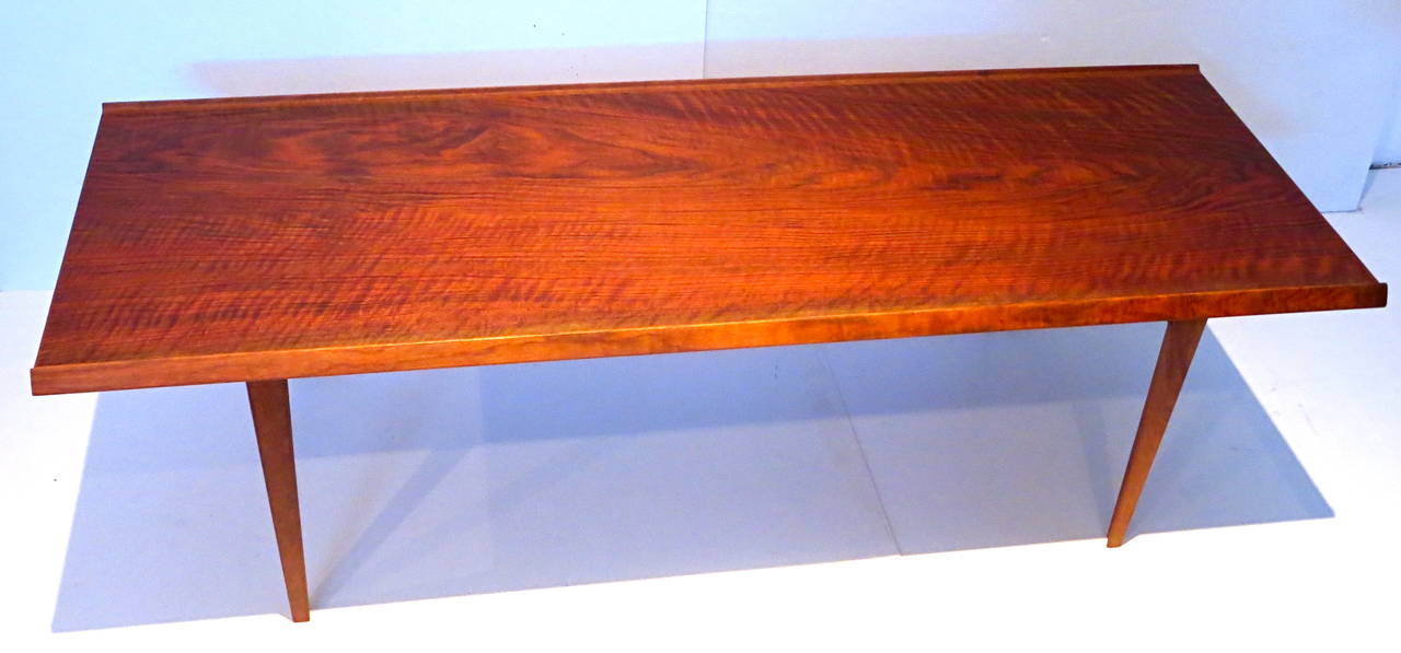 1950s Danish Modern walnut coffee table with raised edge at 1stDibs