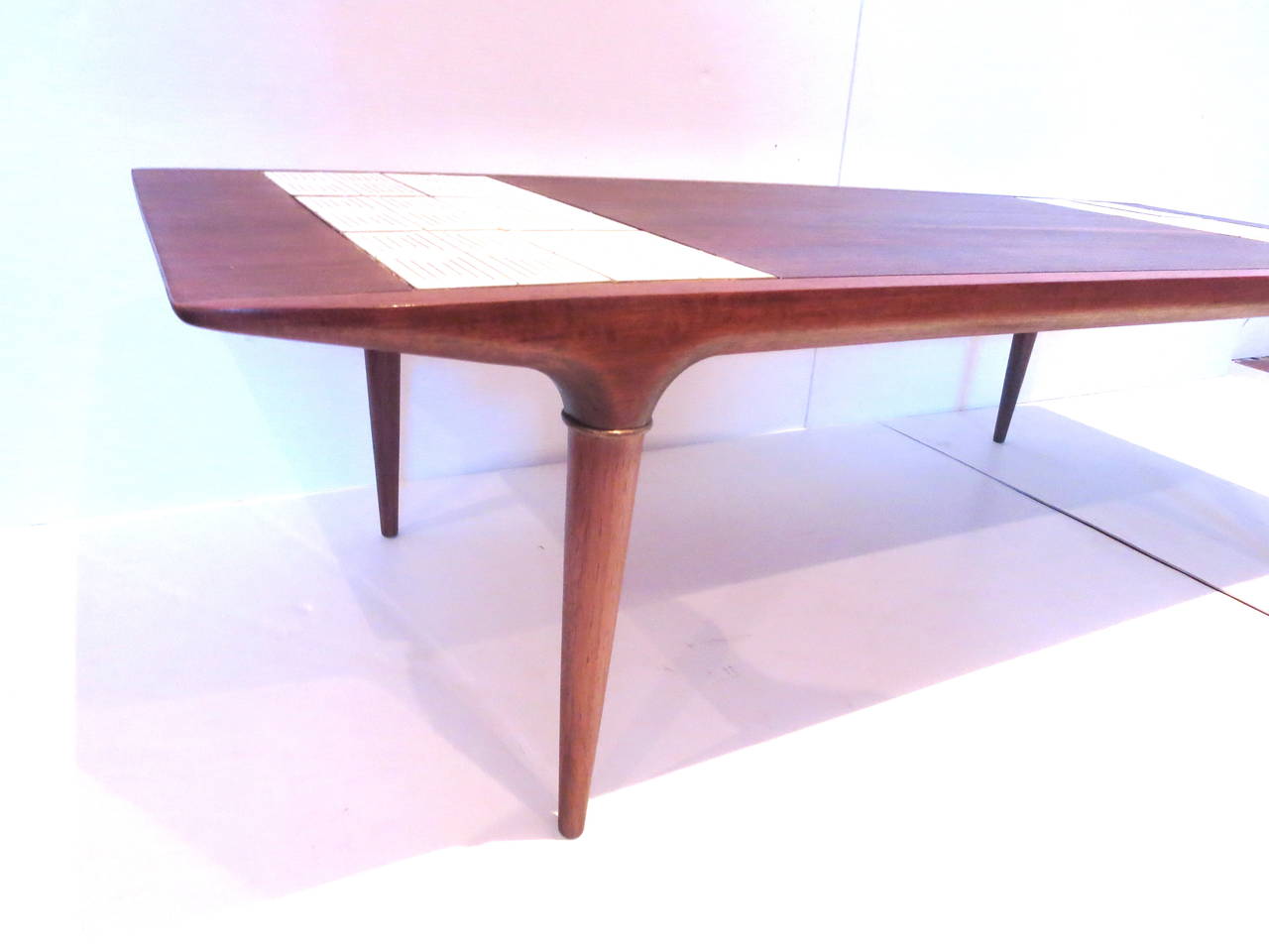 Mid-Century Modern 1950s American Modern Walnut Coffee Table with Insert Tile Atomic Design