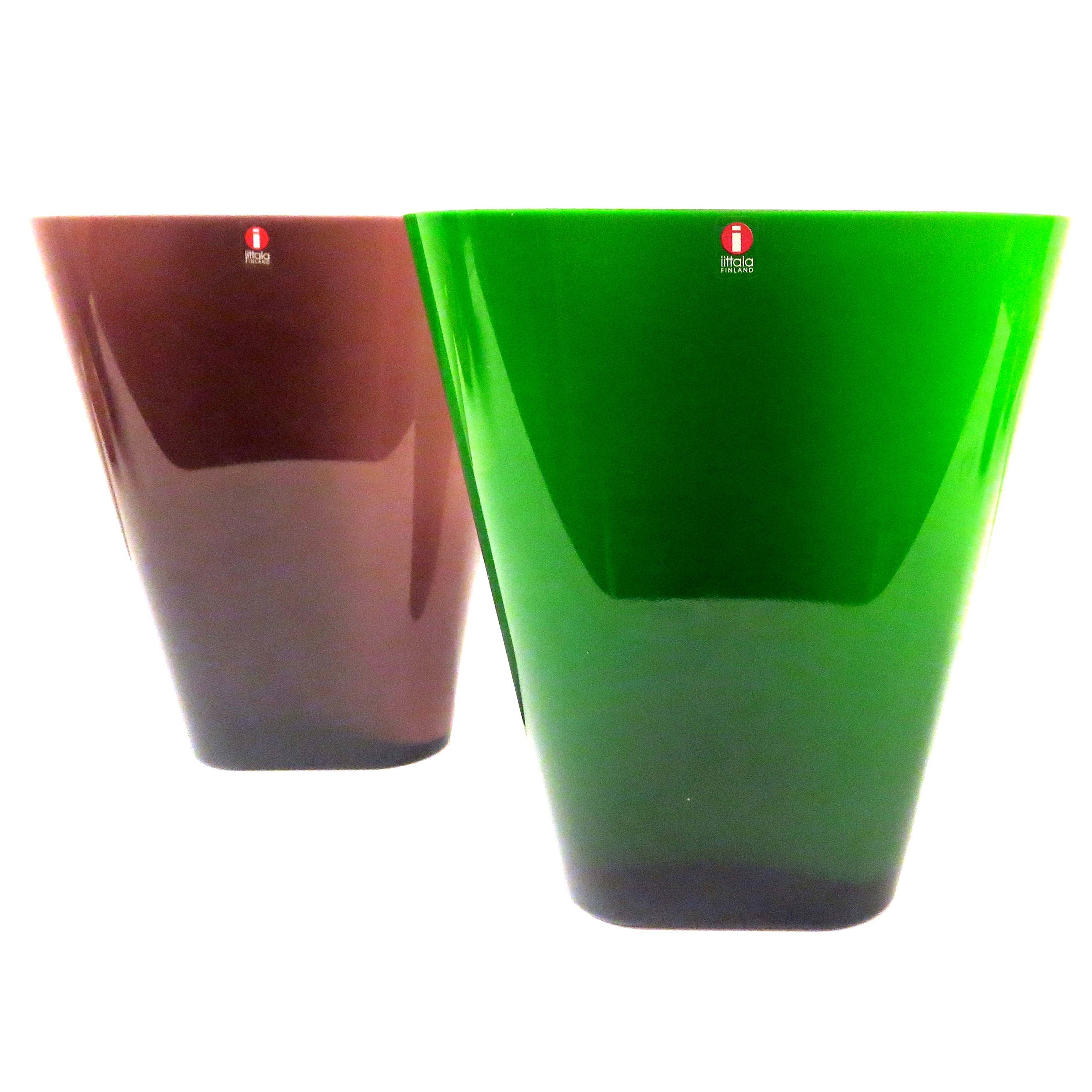Danish Modern pair of glass vases Made in Finland by IIttala