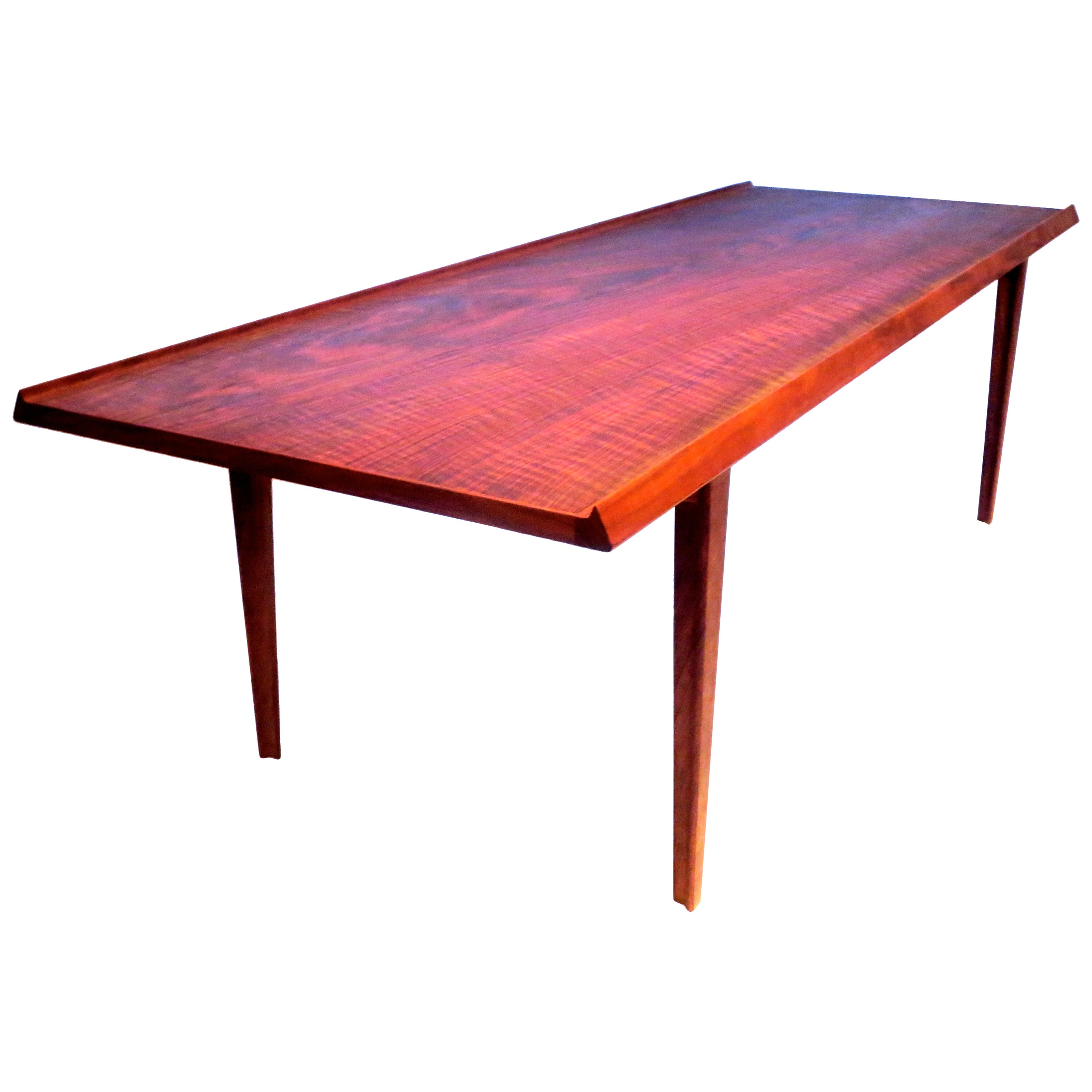 1950s Danish Modern walnut coffee table with raised edge