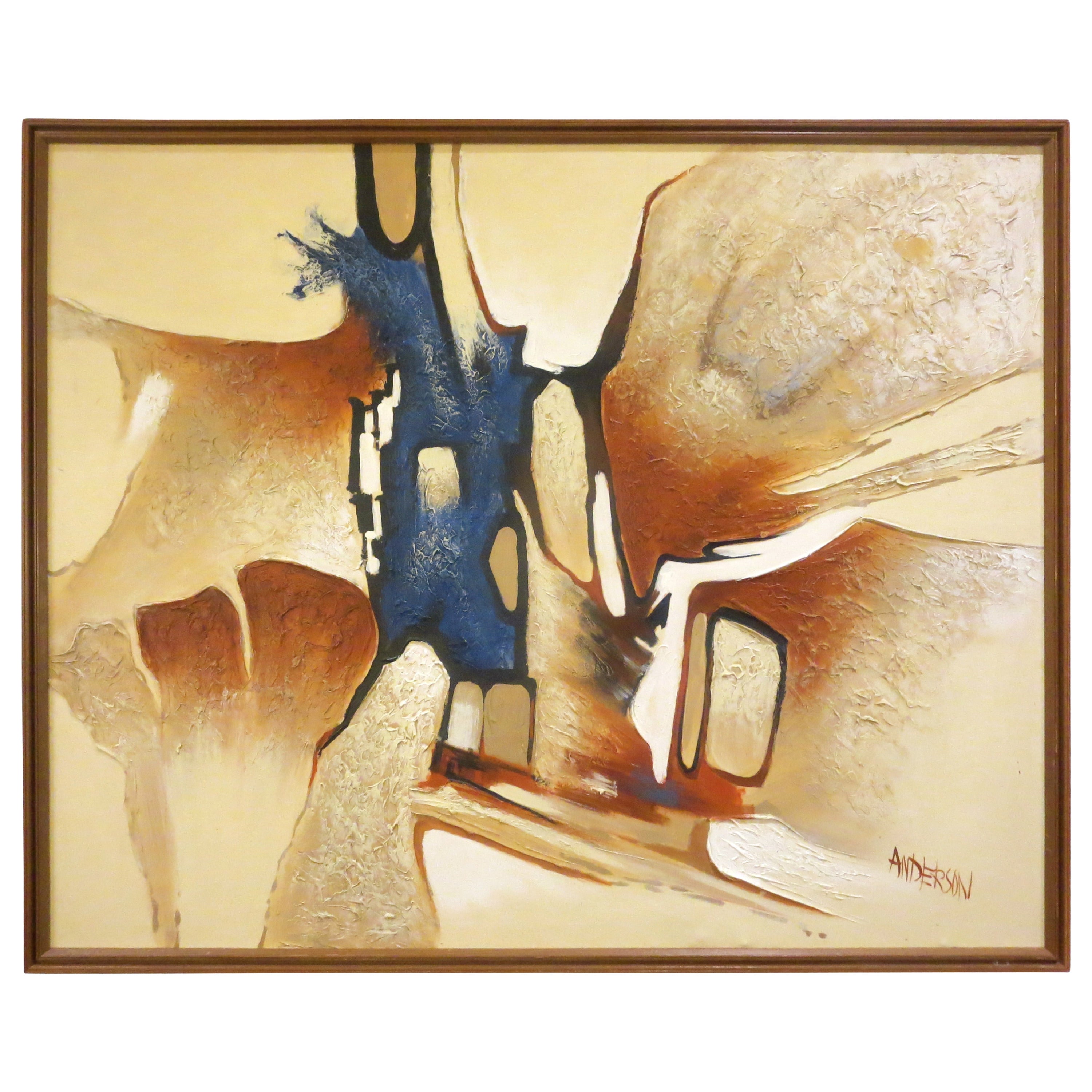 1960s Original large abstract oil on canvas by Anderson