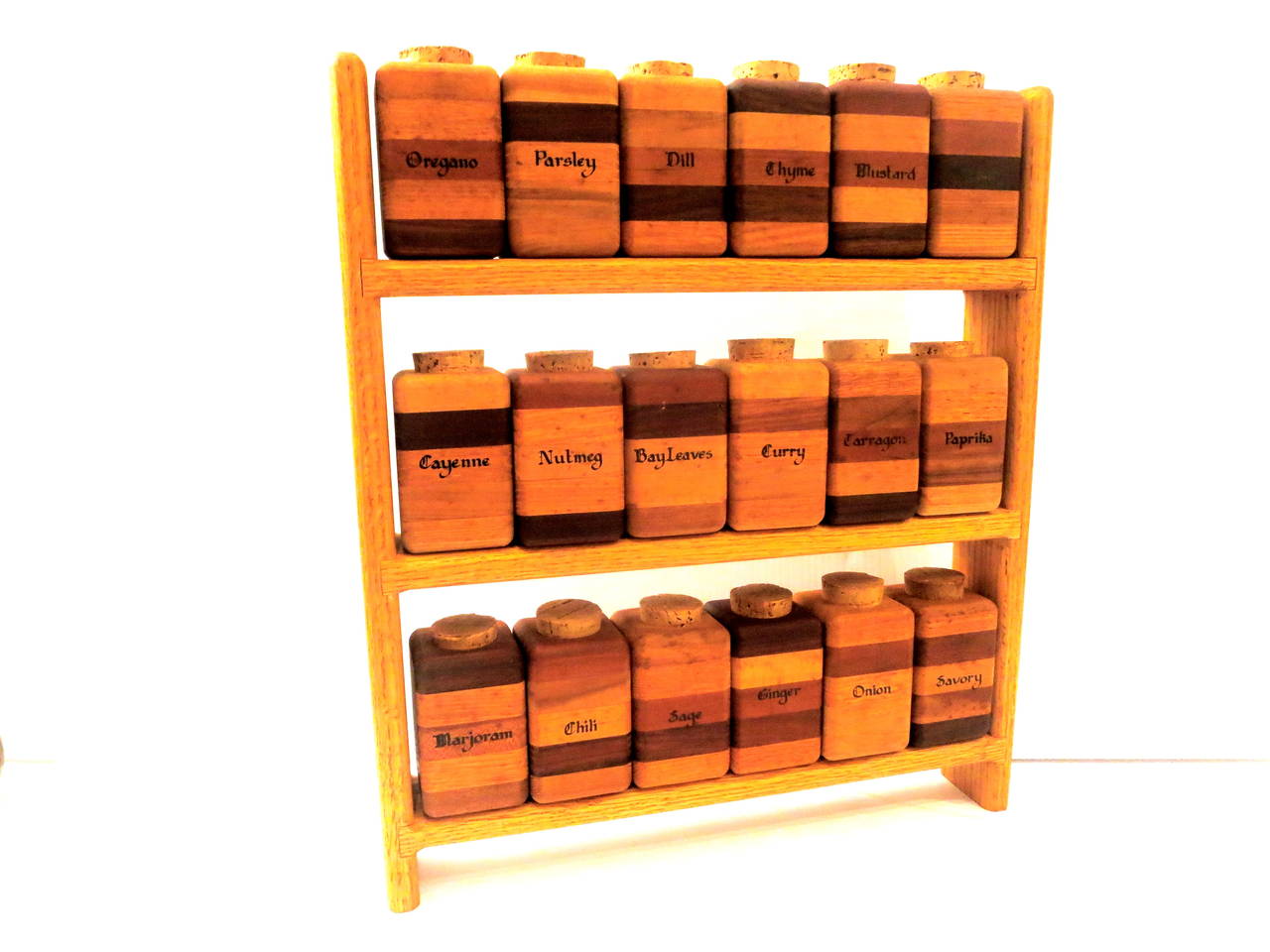 American Modern Multiwood Spice Rack with 18 Spice Container Capacity In Good Condition In San Diego, CA