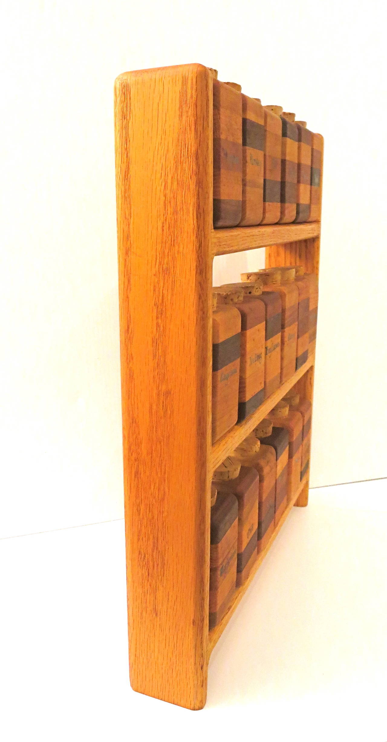 Mid-Century Modern American Modern Multiwood Spice Rack with 18 Spice Container Capacity