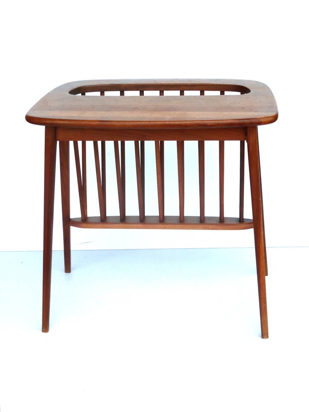 American Midcentury Solid Walnut Cocktail Table and Magazine Rack by Umanoff