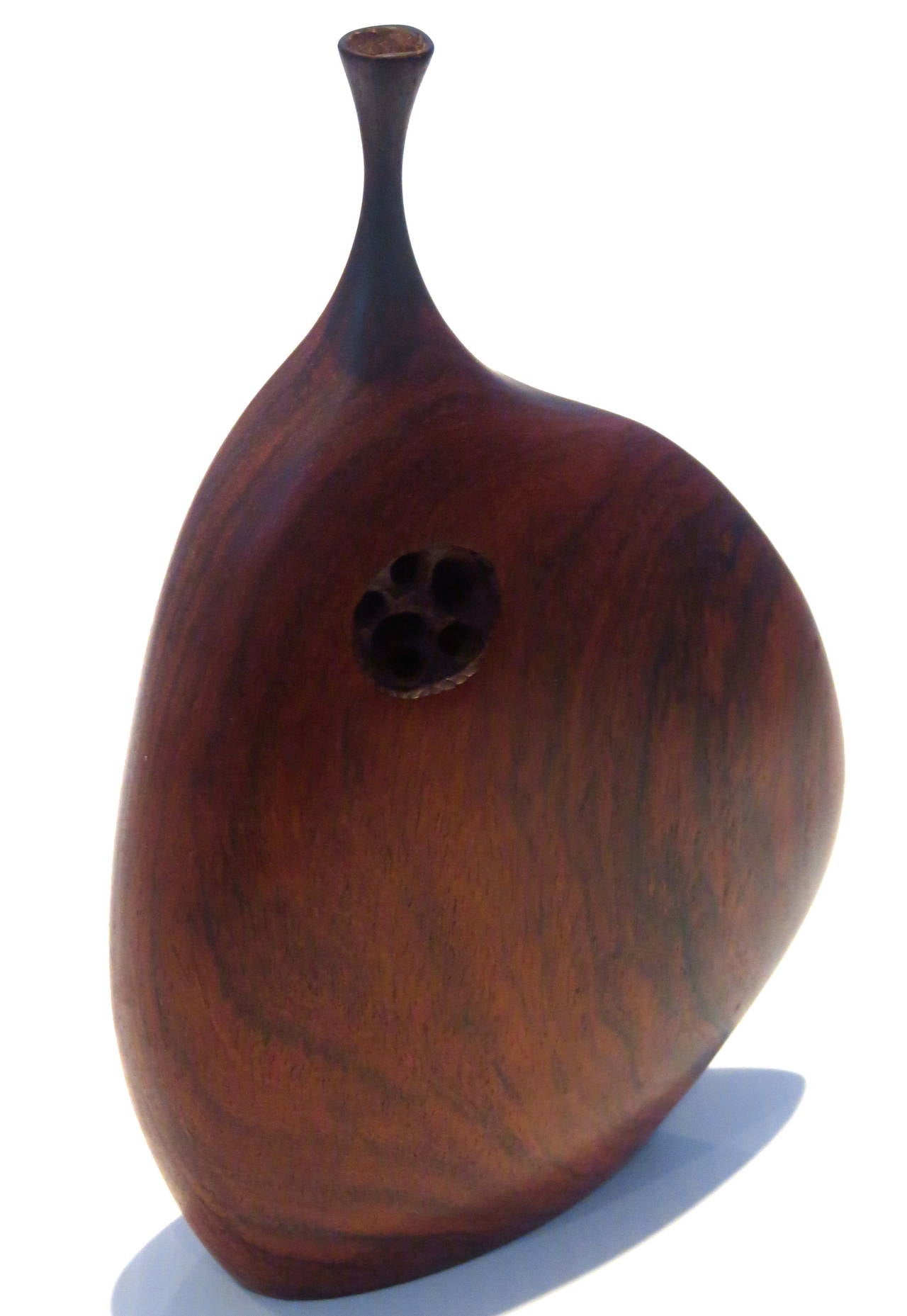 Rosewood 1960s California Design Mid-Century Modern Hand-Carved Wood Vase by Doug Ayers