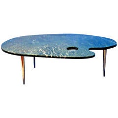 One of a Kind 1960s Painters Palette Green Marble Coffee Table
