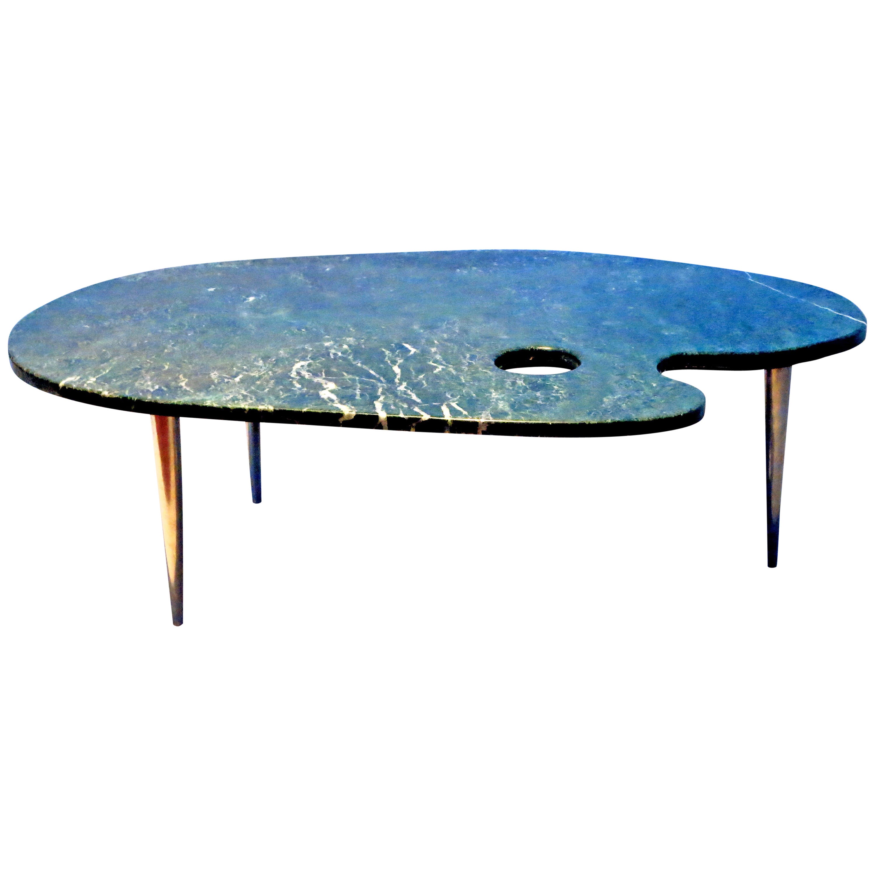 One of a Kind 1960s Painters Palette Green Marble Coffee Table at 1stDibs