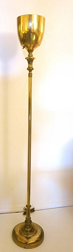 Hollywood Regency 1950s brass torchiere lamp by Stiffel