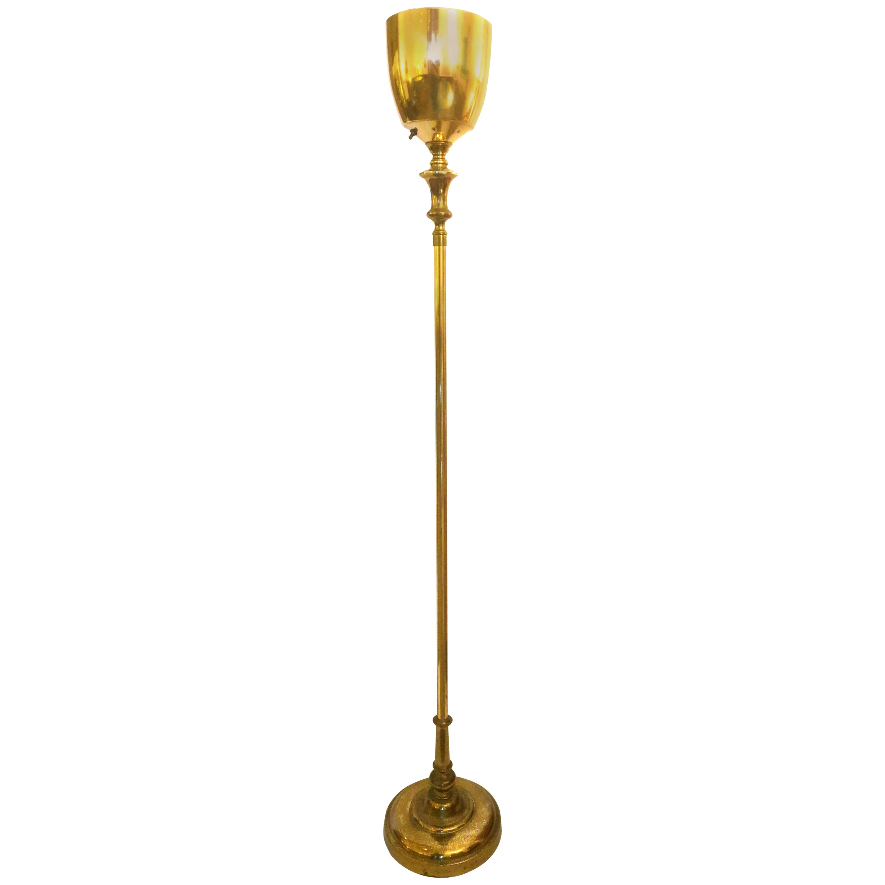Hollywood Regency 1950s brass torchiere lamp by Stiffel