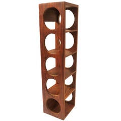 Danish Modern Five Bottle Capacity Solid Rosewood Wall-Mounted Wine Rack