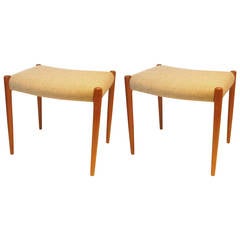 Pair of Danish Modern 1960s Teak and Upholstered Seat Benches by Niels Møller