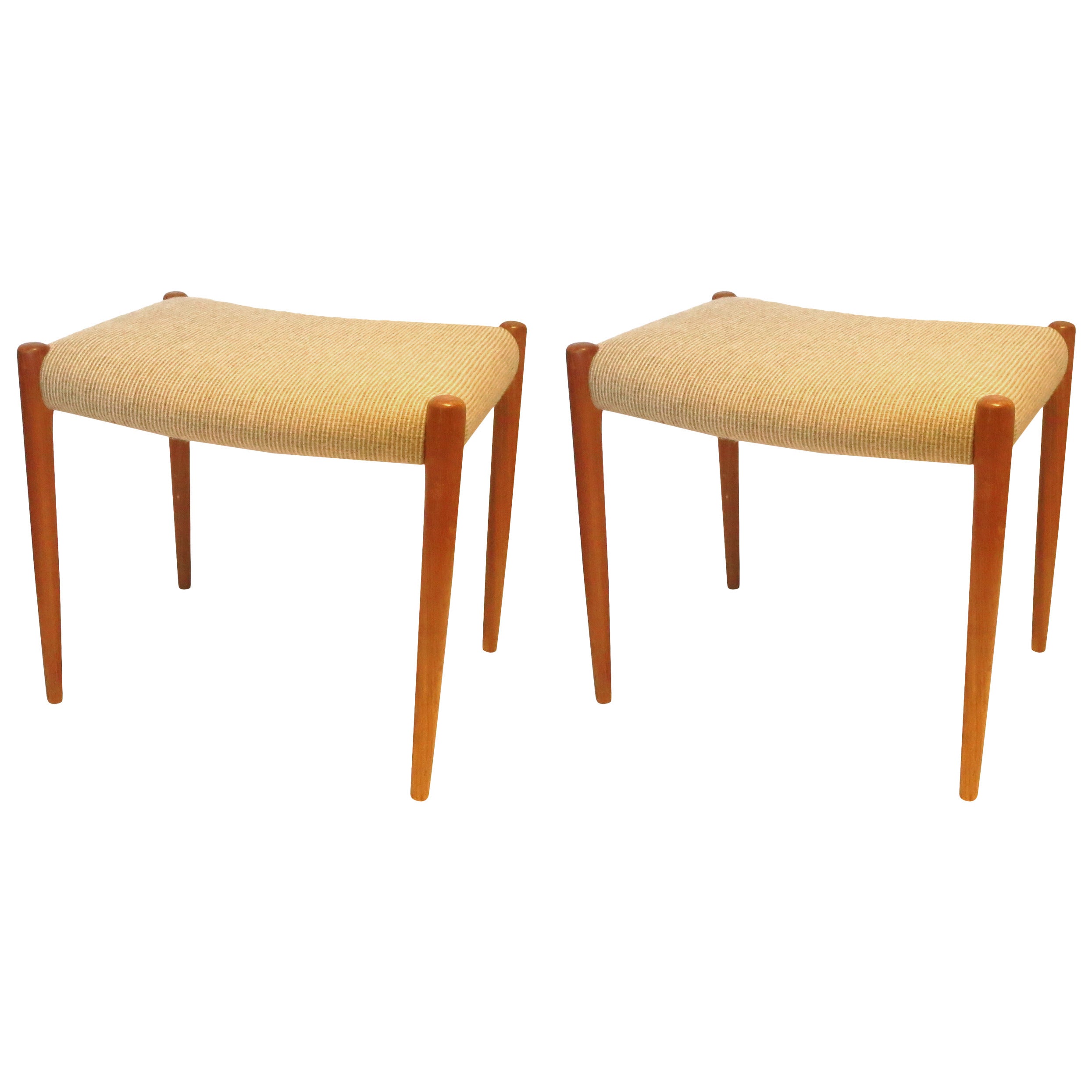 Pair of Danish Modern 1960s Teak and Upholstered Seat Benches by Niels Møller