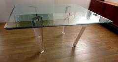 Striking lucite & beveled glass dining table by Roche Bobois