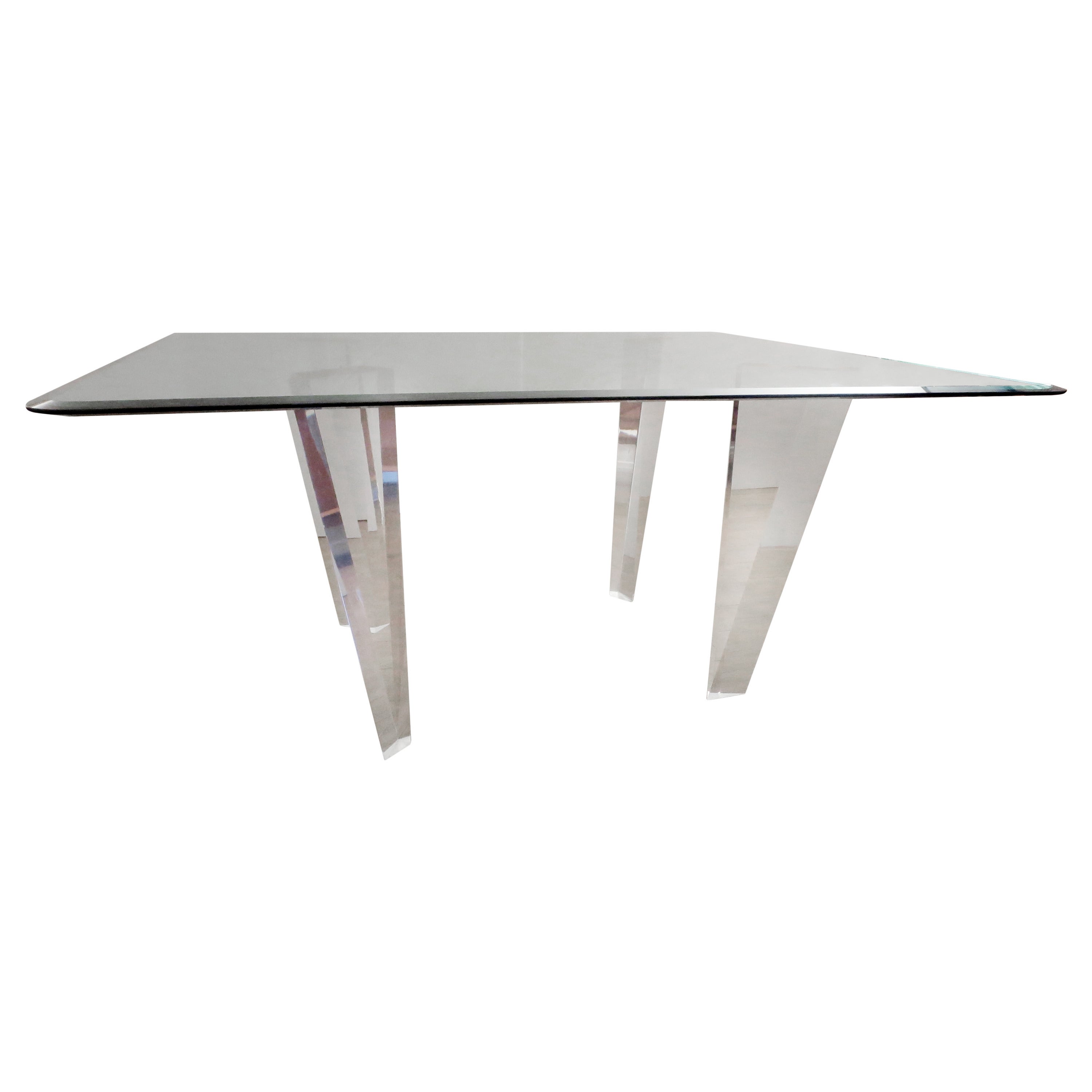 Striking lucite & beveled glass dining table by Roche Bobois