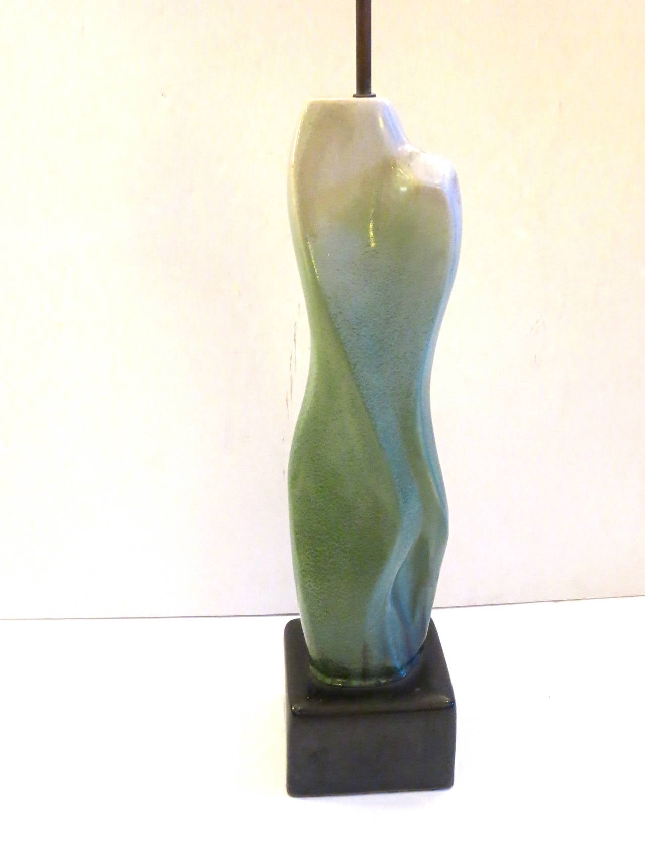 American 1950s female abstract nude ceramic tall table lamp atributet to Heifetz