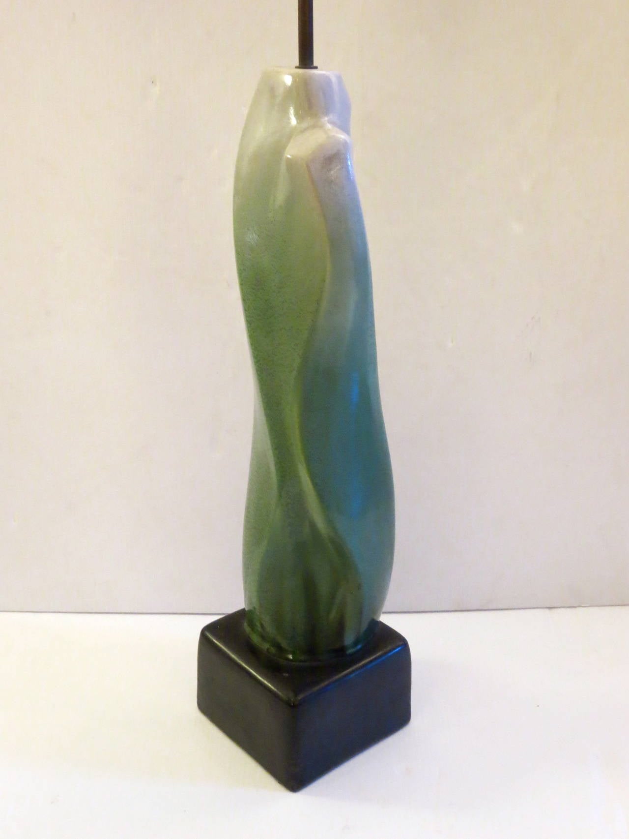 Mid-Century Modern 1950s female abstract nude ceramic tall table lamp atributet to Heifetz
