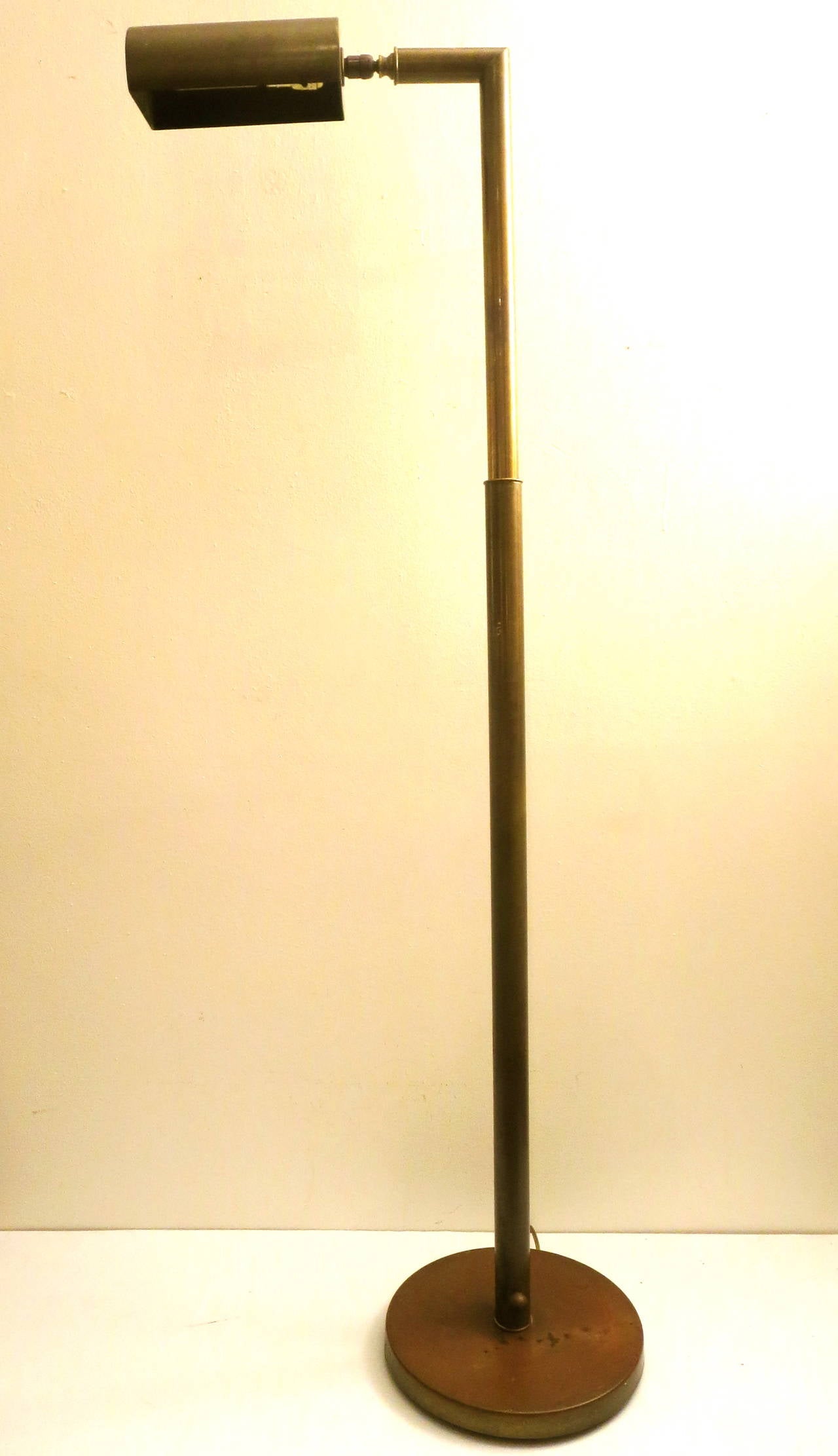 Brass Rare 1960s pharmacy floor lamp multidirectional in patinated brass