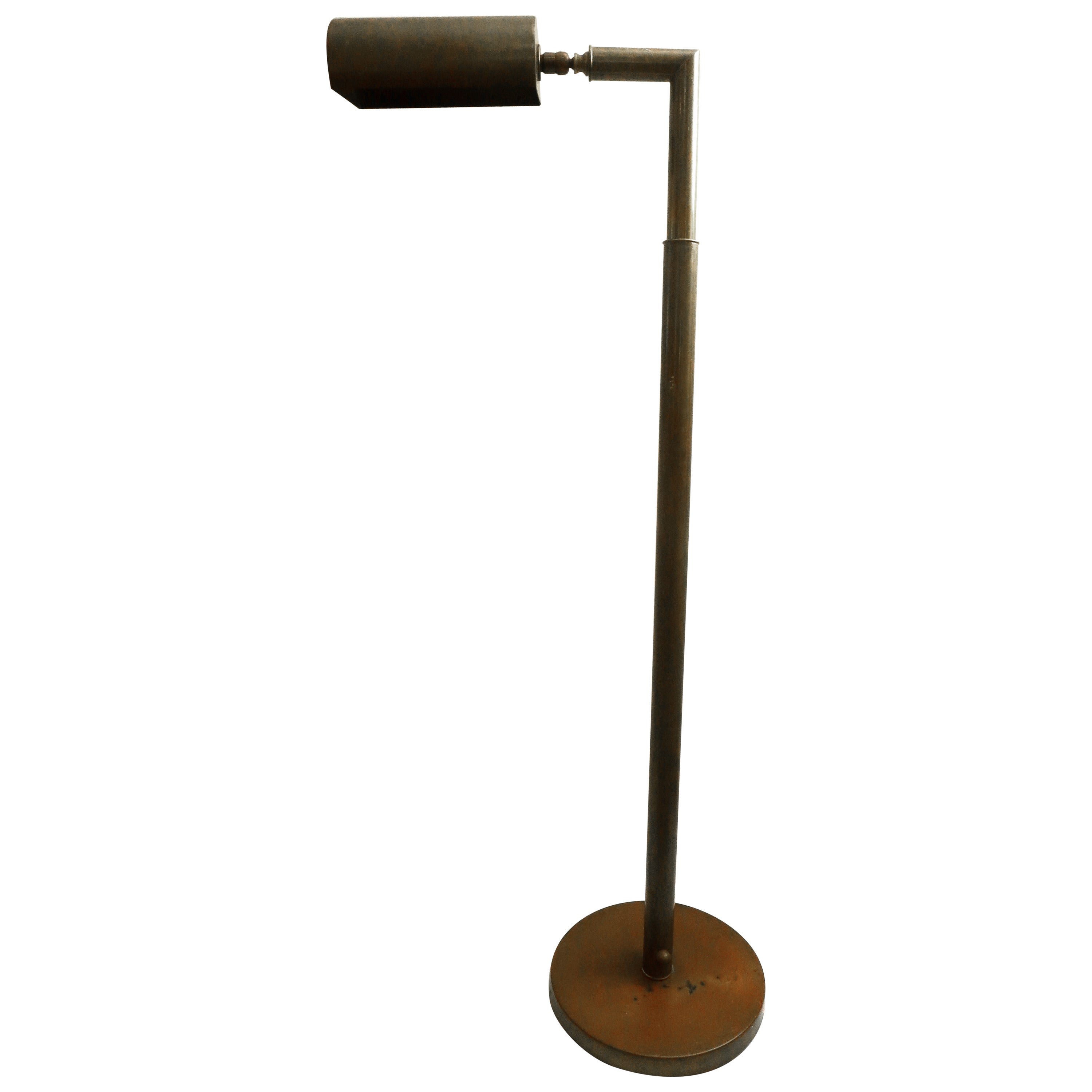 Rare 1960s pharmacy floor lamp multidirectional in patinated brass