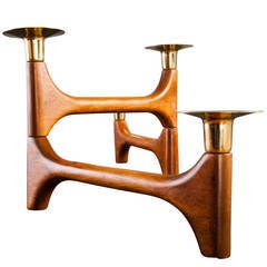 Danish Modern Teak Candleholders Mid Century Articulating Candleholder