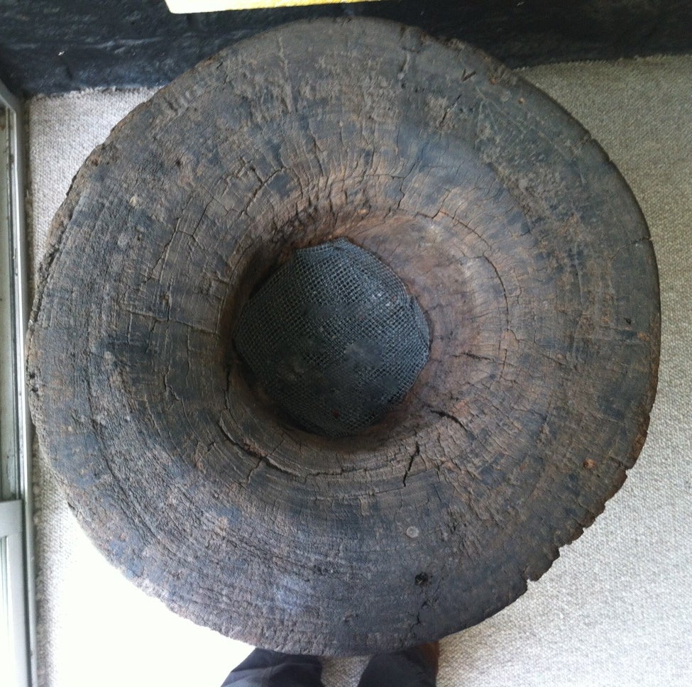 Mexican Antique wooden mortero, mortar. Table Base