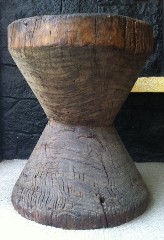 19th Century Antique wooden mortero, mortar. Table Base