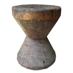 Antique wooden mortero, mortar. Table Base