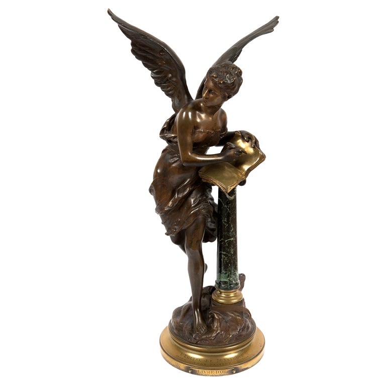 Original French Bronze Angel by Mathurin Moreau (1822-1912) For Sale