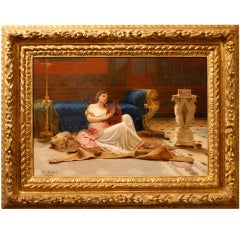Stunning Italian oil on panel of 'Lydia' by Alphonso Savini 1874
