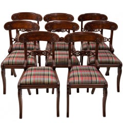 Rare set of Eight William IV Mahogany Dining Chairs in the manner o