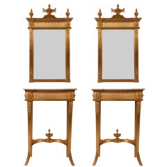 Fine Pair of 19th C French Giltwood Console Tables 
Mirrors