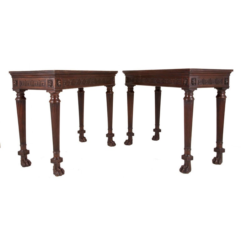 Pair of Neoclassical 19th Century Mahogany Pier Tables For Sale
