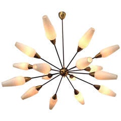 Beautiful XXI Sputnik With 16 Lights and With Nice Drawn Glass Shades, Anno 1950. Beautiful XXI Sputnik With 16 Lights and With Nice Drawn Glass Shades, Anno 1950.