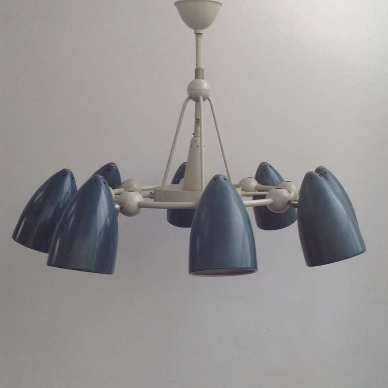 Industrial (Free shipping worldwide) 2 Large Chandeliers, by Philips, Original condition.