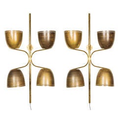 Large Italian Brass Wall Lamps