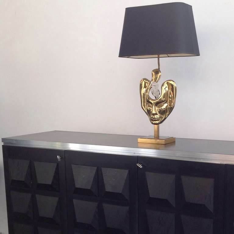 Ebonised Oak Brutalist Sideboard With Graphic Surface Sculptural Shapes Doors. 4