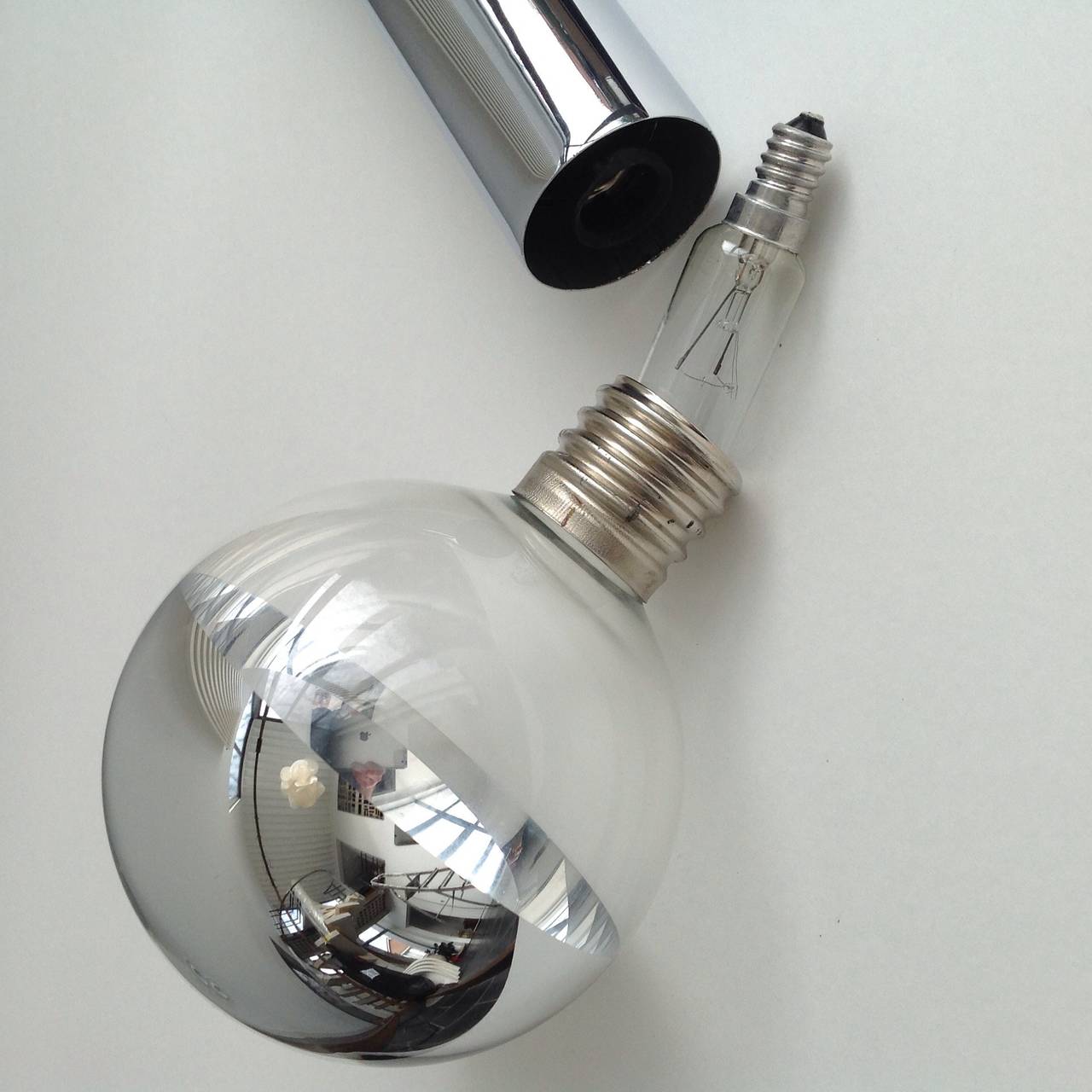 Ceiling Lamp with Six Chrome Tubes and Glass Mirror Balls by Motoko Ishiiy For Sale 4