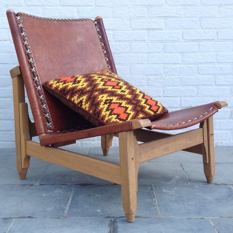 Leather Lounge Chair in 1960s Congo Style, 1960