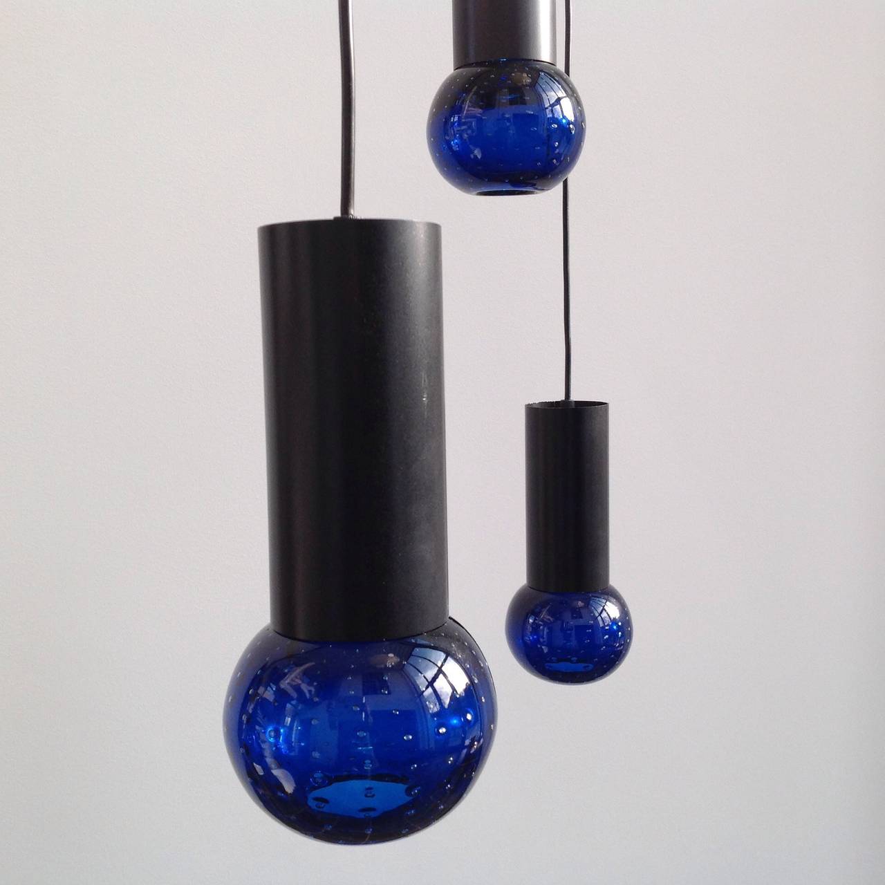 Metal Three Rare Suspended Lamps by Gino Sarfatti for Arteluce For Sale