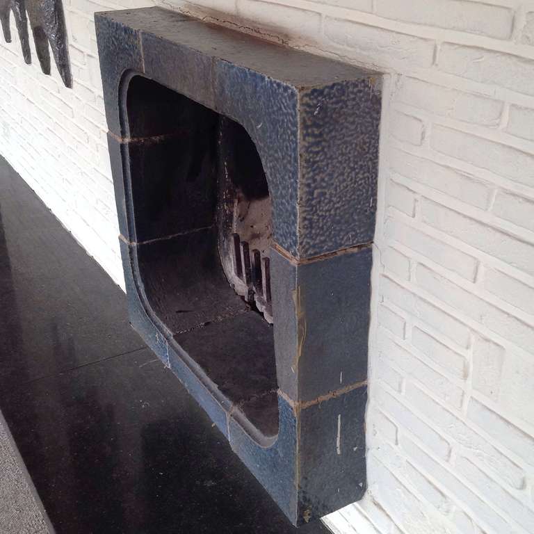 Belgian Cozy, 1960s Ceramic Fireplace Enclosure by Raf Mailleux - made in Belgium For Sale