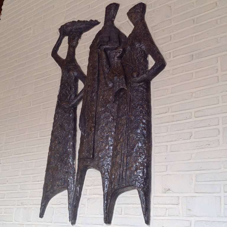 Cement Beautifully XXL Wall Decoration by Raf Mailleux, Belgian Sculptor anno 1961 For Sale