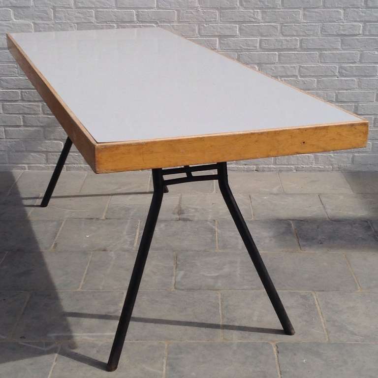 Formica 2 Beautiful Collapsible Dining Tables from the 1950s, Marked and from Swiss For Sale
