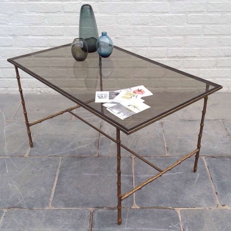 Side Table, by Maison Bagues with Bamboo Legs, 1960 For Sale 2