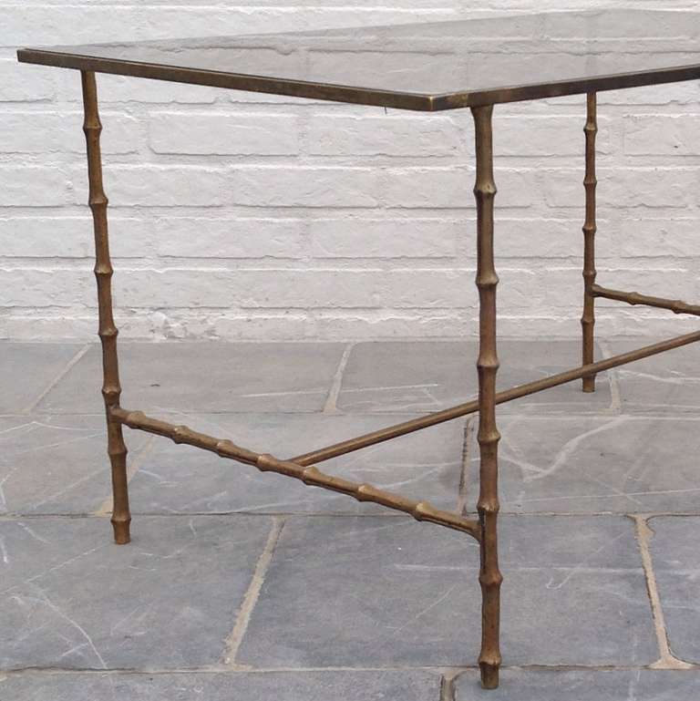Side Table, by Maison Bagues with Bamboo Legs, 1960 For Sale 3