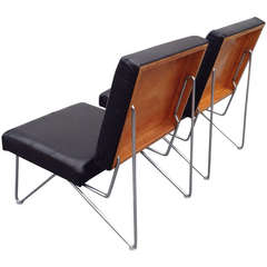 (Free shipping worldwide) 2 Easy Chairs in Original Leather by Cees Braakman.