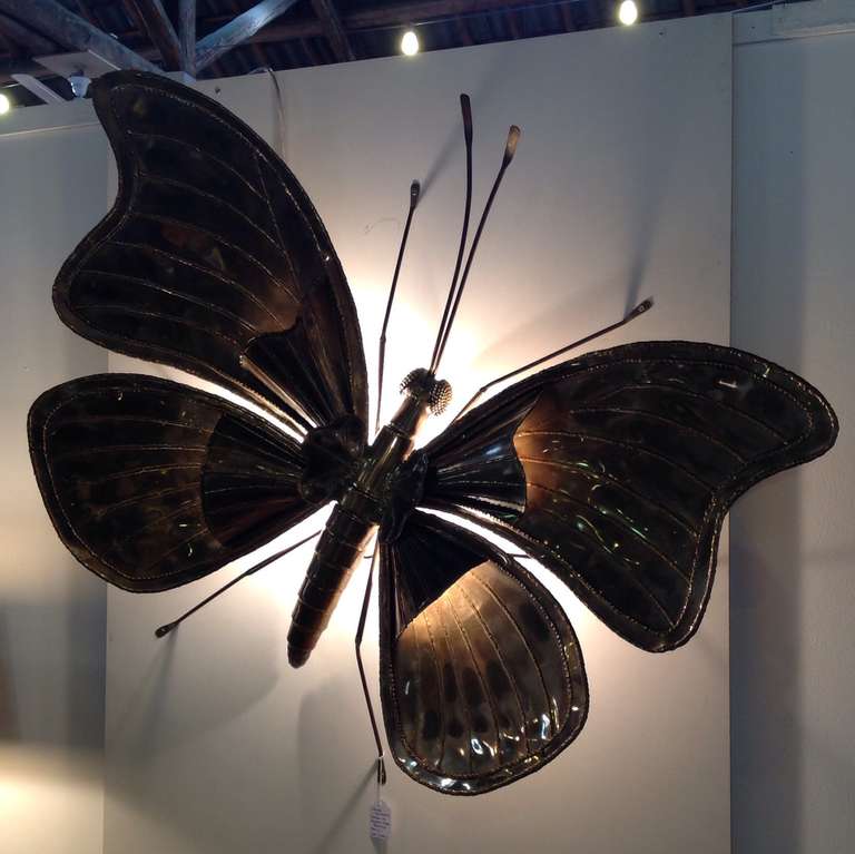Mid-Century Modern (Free shipping worldwide) XXL Butterfly Wall Lamp by Jacques Duval-Brasseur