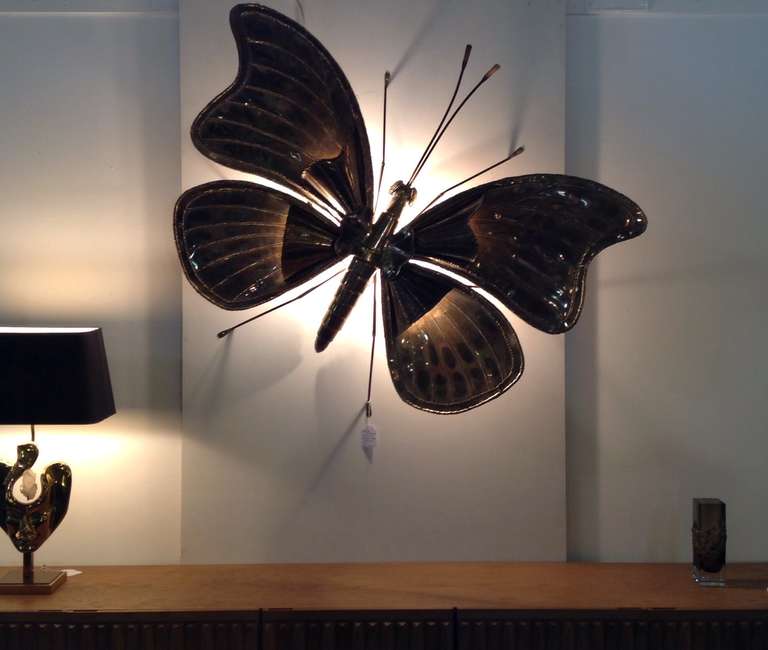 Late 20th Century (Free shipping worldwide) XXL Butterfly Wall Lamp by Jacques Duval-Brasseur