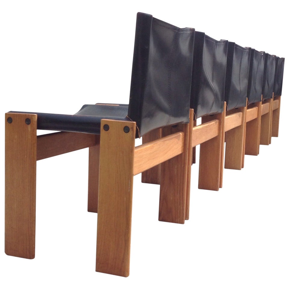 SIx Afra and Tobia Scarpa "Monk" Chairs for Molteni, circa 1974