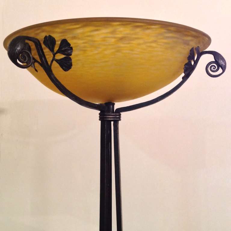 French Original Handmade Floor Lamp by Edgar Brandt, Stamped on Feet, Anno 1920