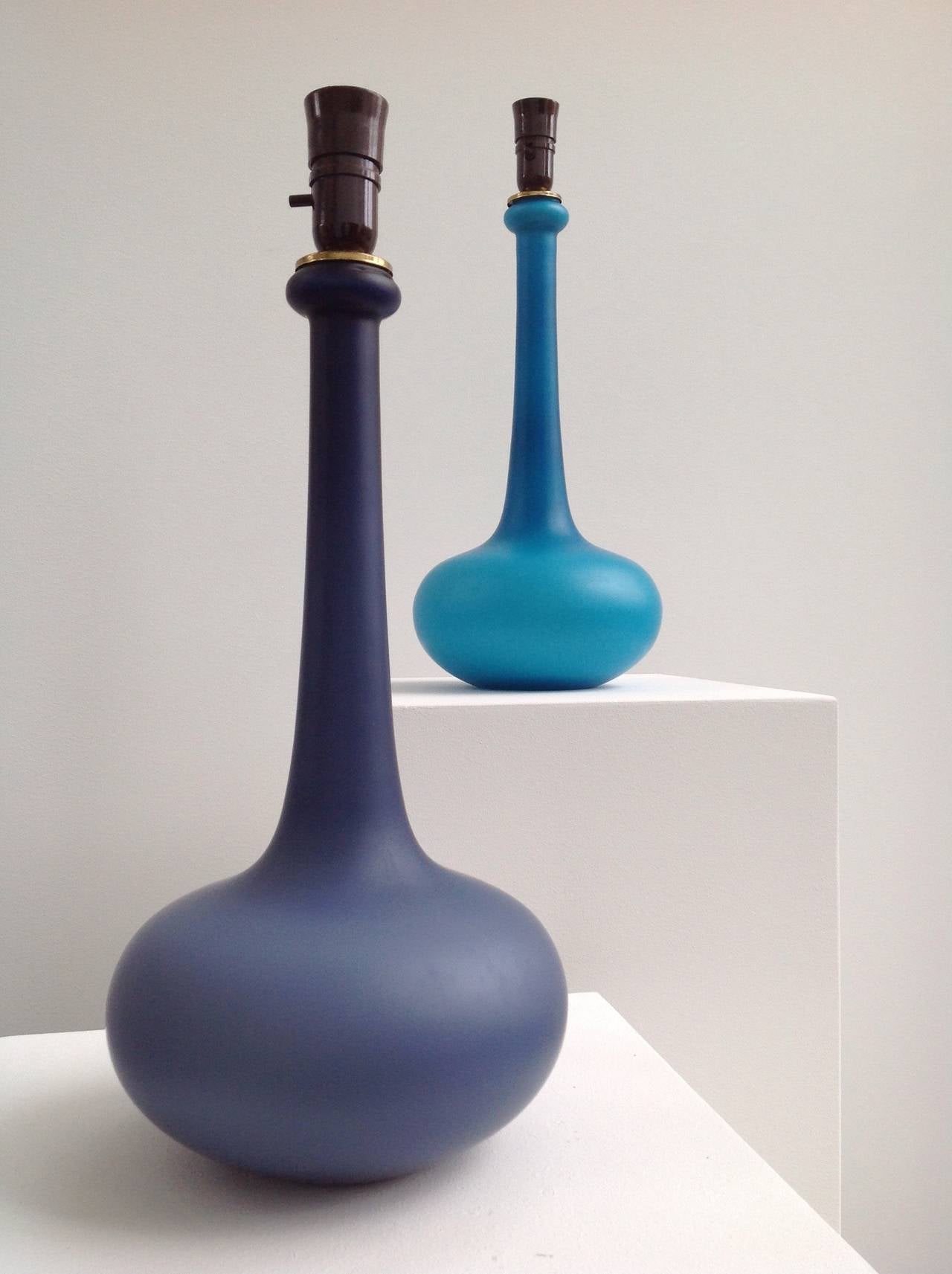 Beautiful Sea Blue Blown Table Lamp by Holmegaard Denmark, 1960 In Excellent Condition In Brussels, BE